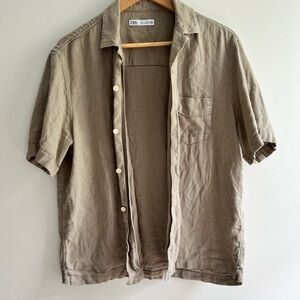 Zara Tan Casual Button Down Shirt